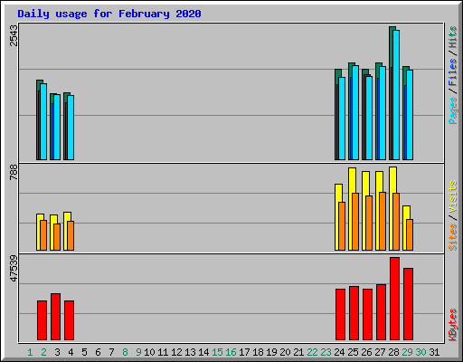 Daily usage for February 2020